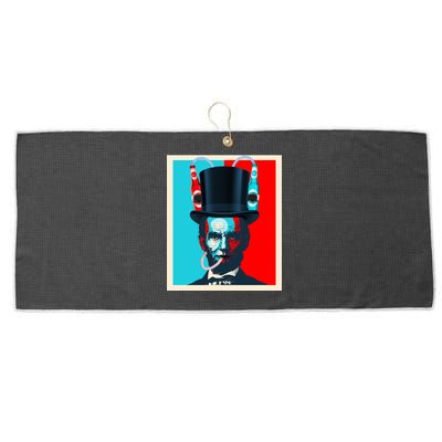 Party With Abe - Abraham Lincoln Drinking Beer Large Microfiber Waffle Golf Towel