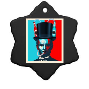 Party With Abe - Abraham Lincoln Drinking Beer Ceramic Star Ornament