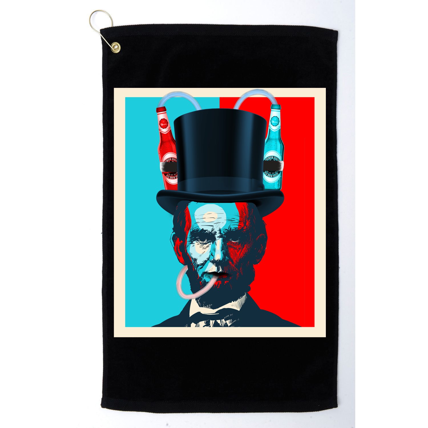 Party With Abe - Abraham Lincoln Drinking Beer Golf Towel