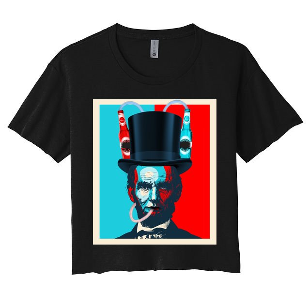 Party With Abe - Abraham Lincoln Drinking Beer Crop Top