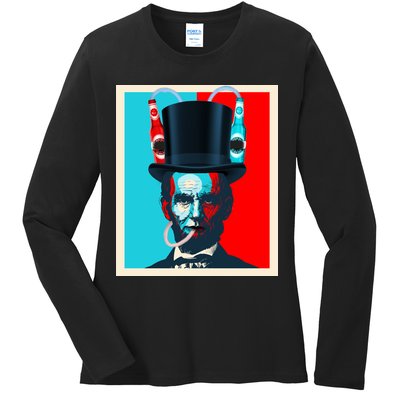 Party With Abe - Abraham Lincoln Drinking Beer Ladies Long Sleeve Shirt
