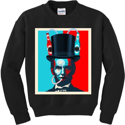 Party With Abe - Abraham Lincoln Drinking Beer Kids Sweatshirt