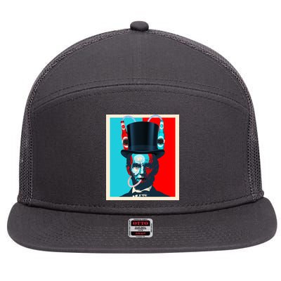 Party With Abe - Abraham Lincoln Drinking Beer 7 Panel Mesh Trucker Snapback Hat