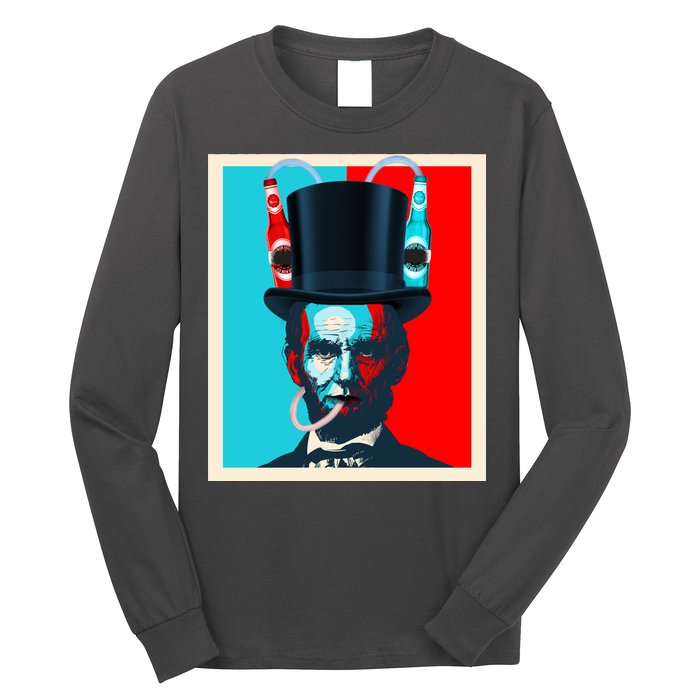 Party With Abe - Abraham Lincoln Drinking Beer Long Sleeve Shirt