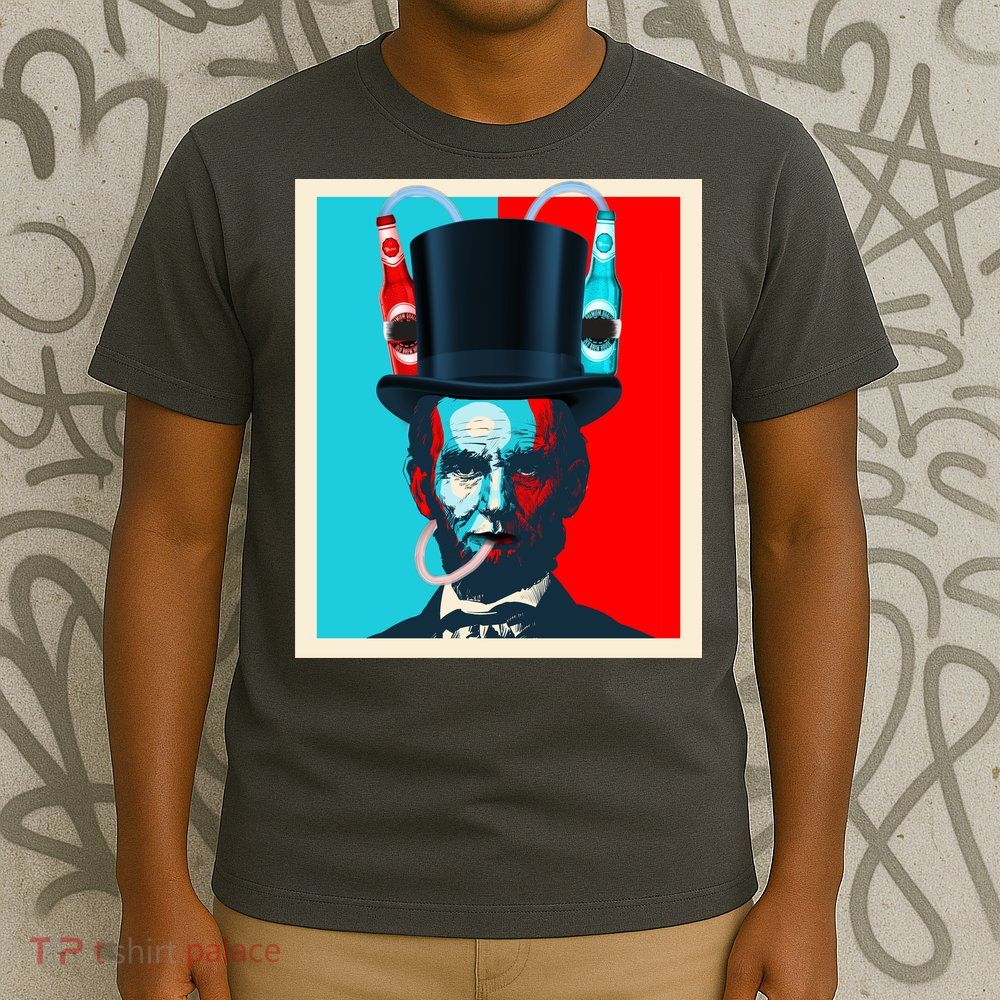 Party With Abe - Abraham Lincoln Drinking Beer T-Shirt