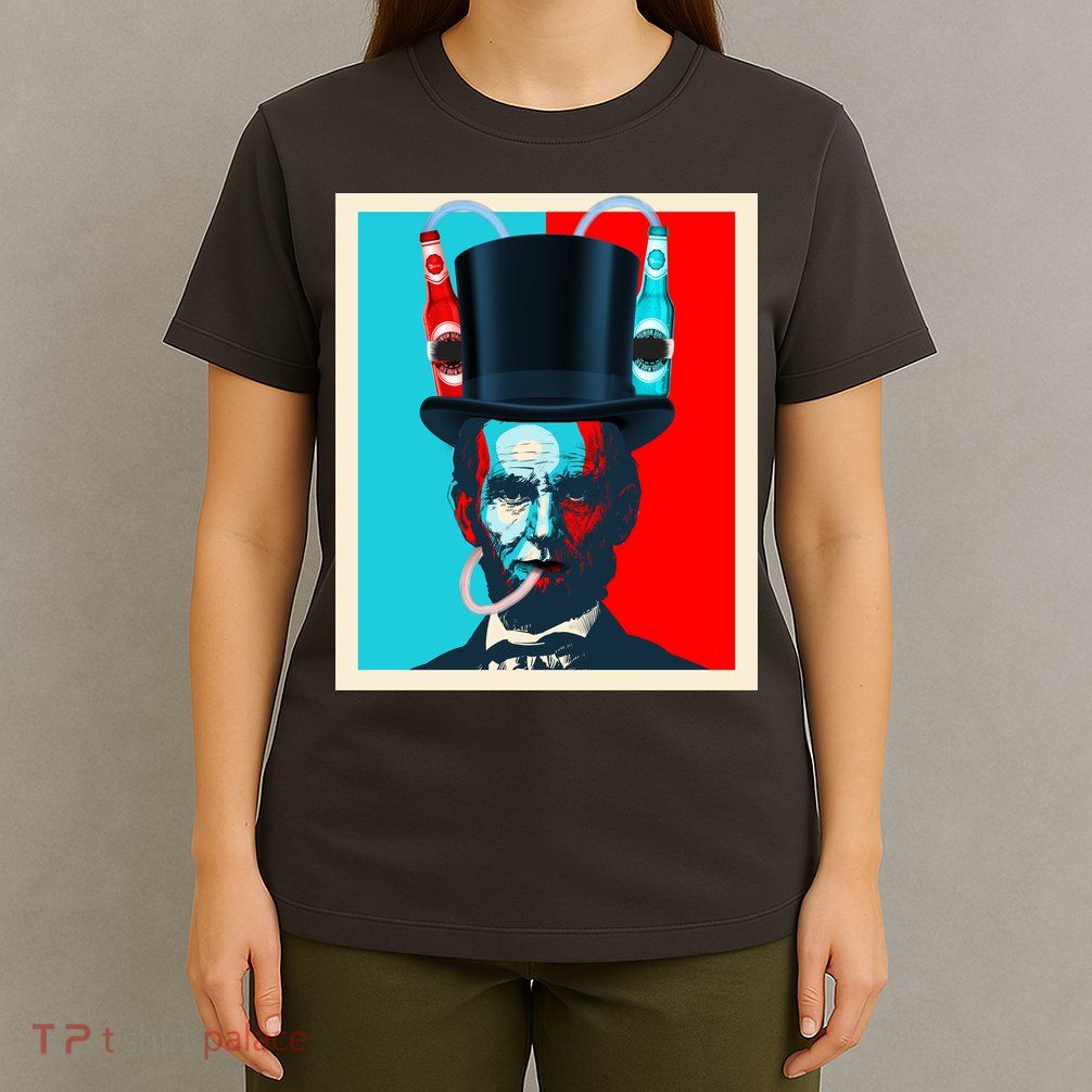 Party With Abe - Abraham Lincoln Drinking Beer T-Shirt