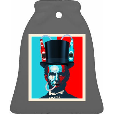 Party With Abe - Abraham Lincoln Drinking Beer Ceramic Bell Ornament