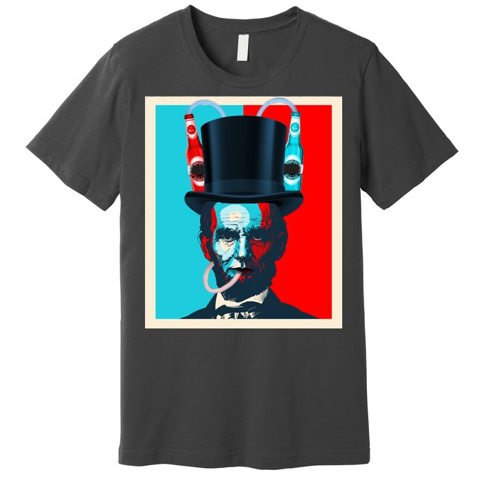 Party With Abe - Abraham Lincoln Drinking Beer Premium T-Shirt