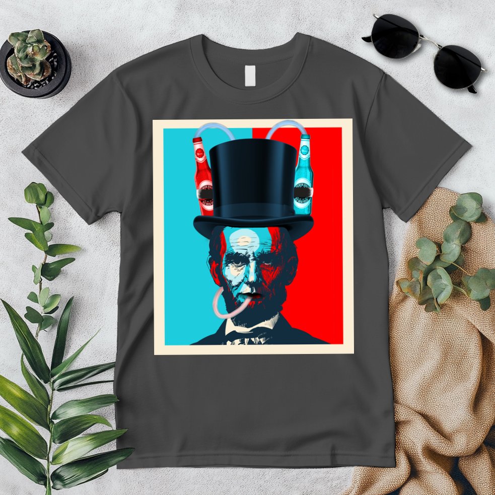 Party With Abe - Abraham Lincoln Drinking Beer Premium T-Shirt