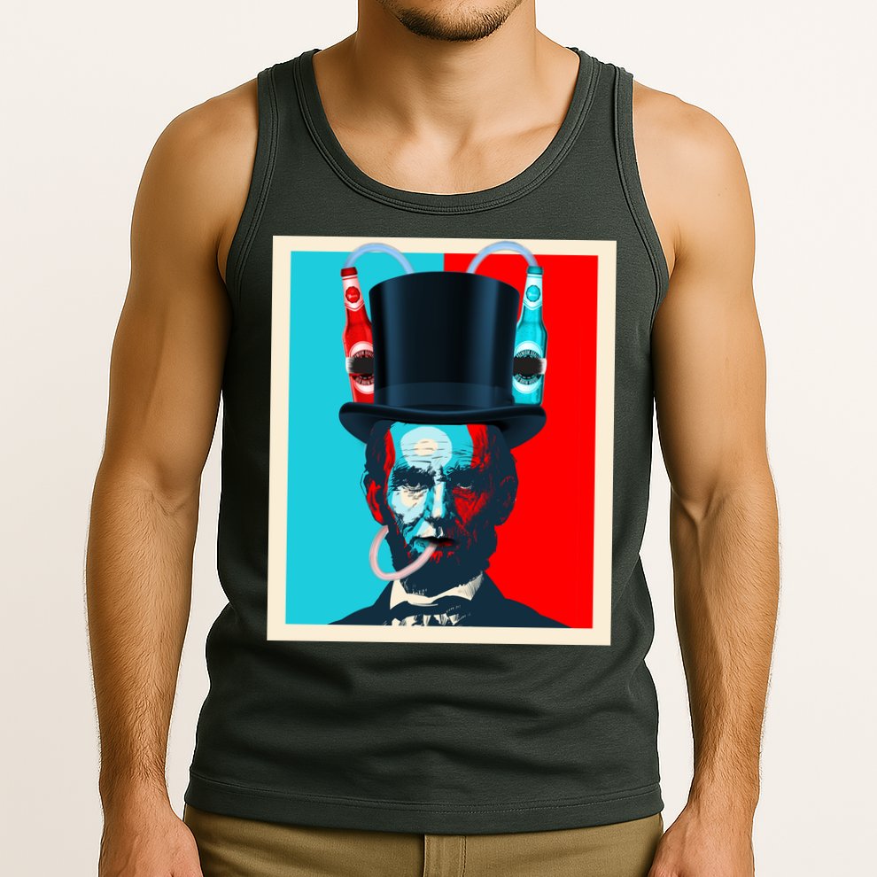 Party With Abe - Abraham Lincoln Drinking Beer Tank Top