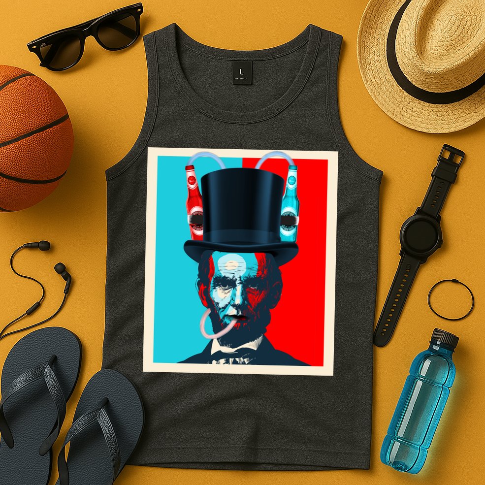 Party With Abe - Abraham Lincoln Drinking Beer Tank Top