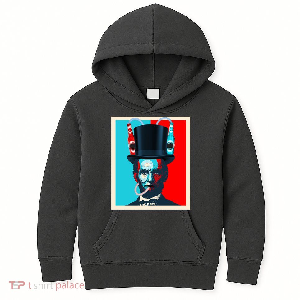 Party With Abe - Abraham Lincoln Drinking Beer Kids Hoodie
