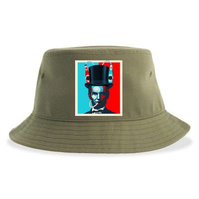 Party With Abe - Abraham Lincoln Drinking Beer Sustainable Bucket Hat