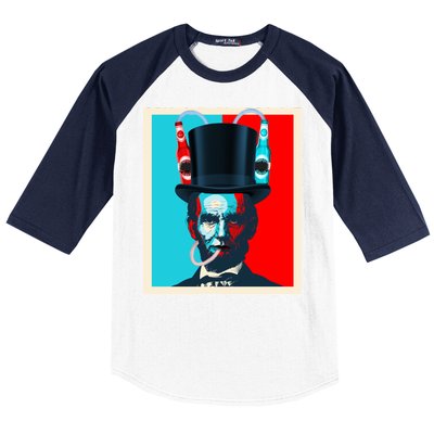 Party With Abe - Abraham Lincoln Drinking Beer Baseball Sleeve Shirt