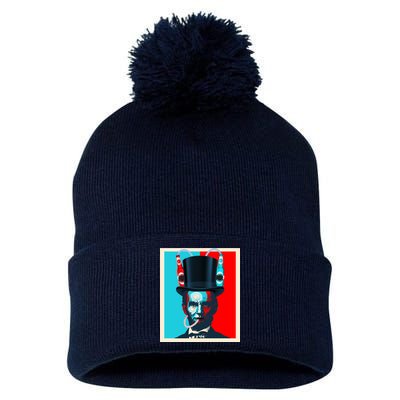 Party With Abe - Abraham Lincoln Drinking Beer Pom Pom 12in Knit Beanie