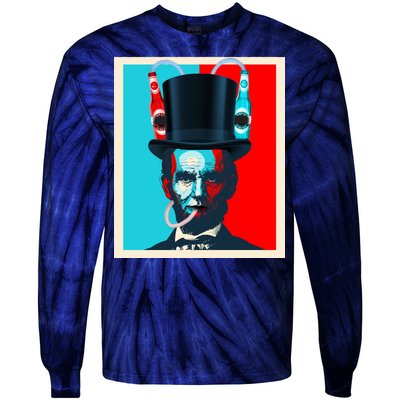 Party With Abe - Abraham Lincoln Drinking Beer Tie-Dye Long Sleeve Shirt