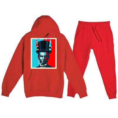 Party With Abe - Abraham Lincoln Drinking Beer Premium Hooded Sweatsuit Set