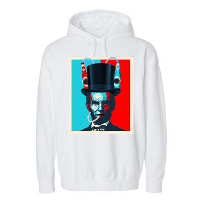 Party With Abe - Abraham Lincoln Drinking Beer Garment-Dyed Fleece Hoodie