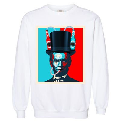 Party With Abe - Abraham Lincoln Drinking Beer Garment-Dyed Sweatshirt