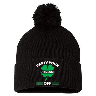 Party Your Shamrock Off Funny Irish Pom Pom 12in Knit Beanie