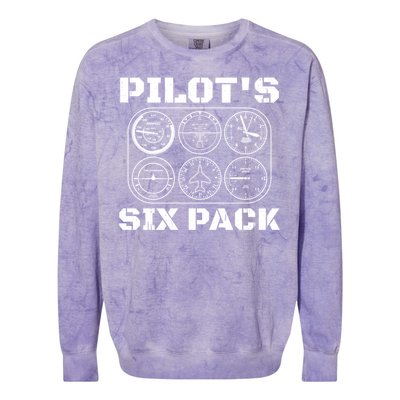 Pilot Aviation Six Pack Gift I Airplane Flying Instrut Gift Colorblast Crewneck Sweatshirt