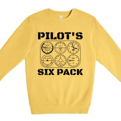 Pilot Aviation Six Pack Gift I Airplane Flying Instrut Gift Premium Crewneck Sweatshirt