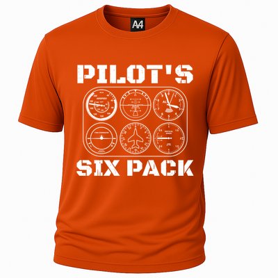 Pilot Aviation Six Pack Gift I Airplane Flying Instrut Gift Cooling Performance Crew T-Shirt