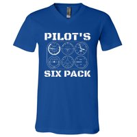 Pilot Aviation Six Pack Gift I Airplane Flying Instrut Gift V-Neck T-Shirt