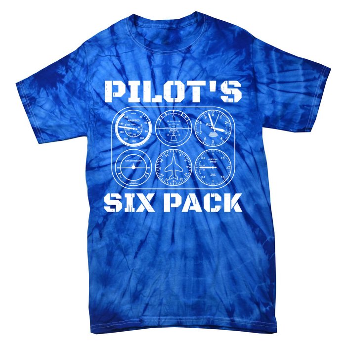 Pilot Aviation Six Pack Gift I Airplane Flying Instrut Gift Tie-Dye T-Shirt