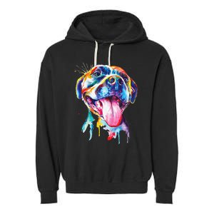 Pitbull Artistic Splash Art Animal Colorful Dog Breed Gift Garment-Dyed Fleece Hoodie