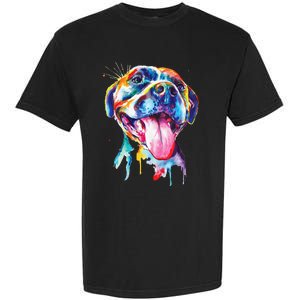 Pitbull Artistic Splash Art Animal Colorful Dog Breed Gift Garment-Dyed Heavyweight T-Shirt