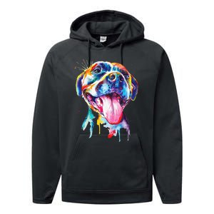 Pitbull Artistic Splash Art Animal Colorful Dog Breed Gift Performance Fleece Hoodie