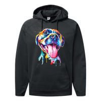 Pitbull Artistic Splash Art Animal Colorful Dog Breed Gift Performance Fleece Hoodie