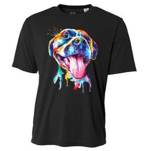 Pitbull Artistic Splash Art Animal Colorful Dog Breed Gift Cooling Performance Crew T-Shirt