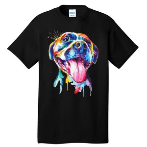 Pitbull Artistic Splash Art Animal Colorful Dog Breed Gift Tall T-Shirt