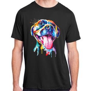 Pitbull Artistic Splash Art Animal Colorful Dog Breed Gift Adult ChromaSoft Performance T-Shirt