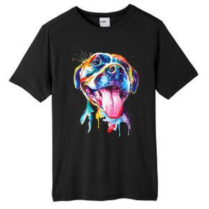 Pitbull Artistic Splash Art Animal Colorful Dog Breed Gift Tall Fusion ChromaSoft Performance T-Shirt