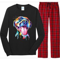 Pitbull Artistic Splash Art Animal Colorful Dog Breed Gift Long Sleeve Pajama Set