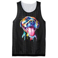 Pitbull Artistic Splash Art Animal Colorful Dog Breed Gift Mesh Reversible Basketball Jersey Tank