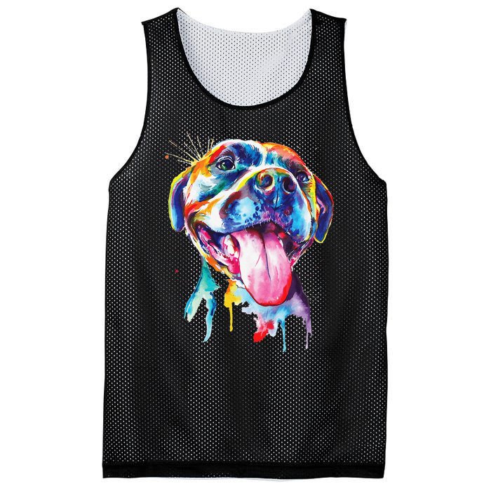 Pitbull Artistic Splash Art Animal Colorful Dog Breed Gift Mesh Reversible Basketball Jersey Tank