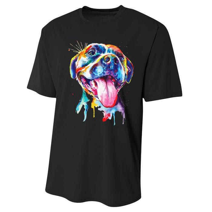 Pitbull Artistic Splash Art Animal Colorful Dog Breed Gift Performance Sprint T-Shirt