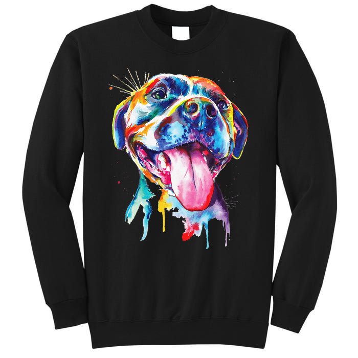 Pitbull Artistic Splash Art Animal Colorful Dog Breed Gift Tall Sweatshirt