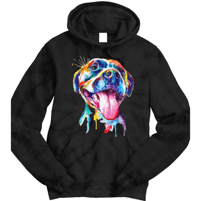 Pitbull Artistic Splash Art Animal Colorful Dog Breed Gift Tie Dye Hoodie