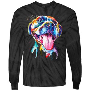 Pitbull Artistic Splash Art Animal Colorful Dog Breed Gift Tie-Dye Long Sleeve Shirt