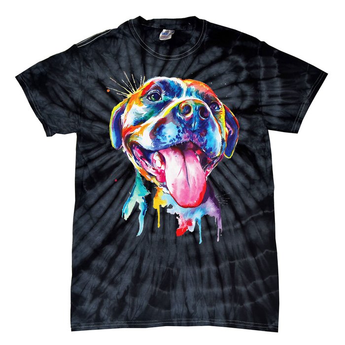 Pitbull Artistic Splash Art Animal Colorful Dog Breed Gift Tie-Dye T-Shirt