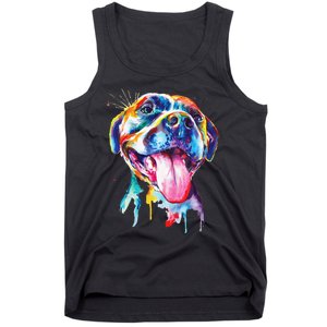 Pitbull Artistic Splash Art Animal Colorful Dog Breed Gift Tank Top