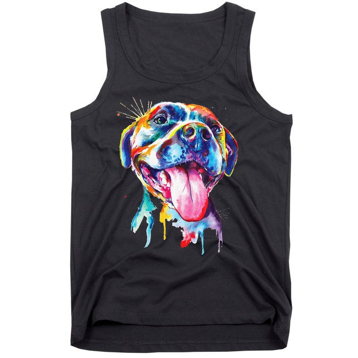 Pitbull Artistic Splash Art Animal Colorful Dog Breed Gift Tank Top