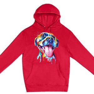 Pitbull Artistic Splash Art Animal Colorful Dog Breed Gift Premium Pullover Hoodie