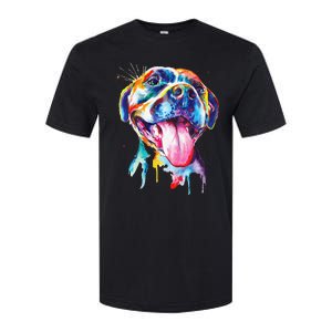 Pitbull Artistic Splash Art Animal Colorful Dog Breed Gift Softstyle CVC T-Shirt