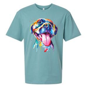 Pitbull Artistic Splash Art Animal Colorful Dog Breed Gift Sueded Cloud Jersey T-Shirt